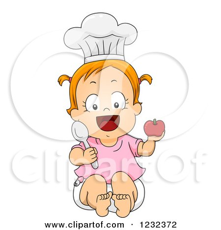 Clipart of a Caucasian Toddler Girl Pretending to Be a Chef - Royalty Free Vector Illustration by BNP Design Studio