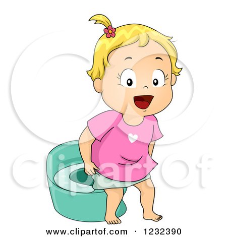 Clipart of a Potty Training Toddler Girl - Royalty Free Vector Illustration by BNP Design Studio