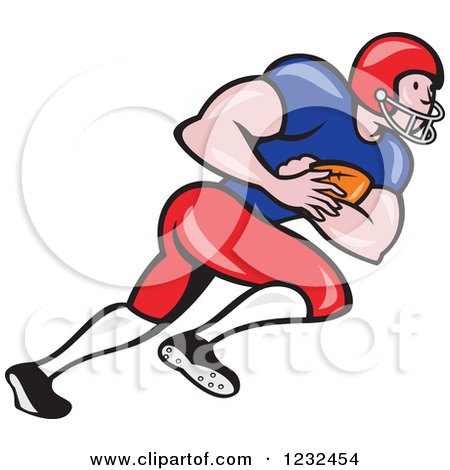 Clipart of a Gridiron American Football Player Running with the Ball - Royalty Free Vector Illustration by patrimonio