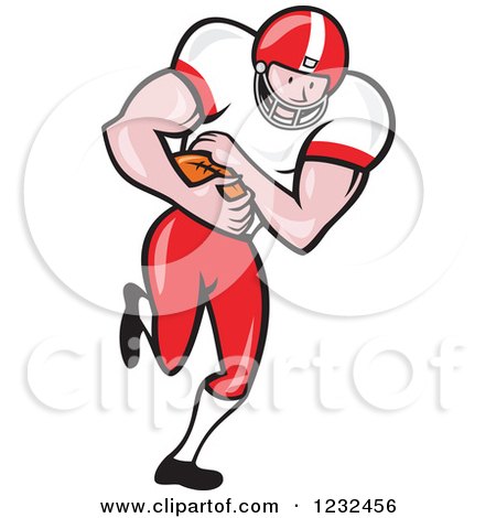 Clipart of an American Football Player Running with the Ball - Royalty Free Vector Illustration by patrimonio