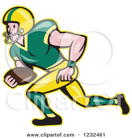 Clipart of a Gridiron American Football Player Running - Royalty Free Vector Illustration by patrimonio