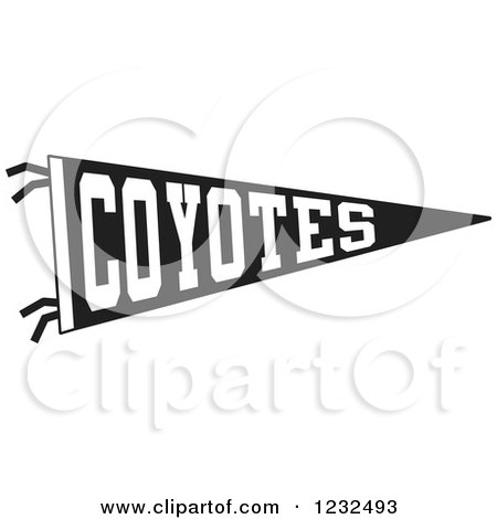 Clipart of a Black and White COYOTES Team Pennant Flag - Royalty Free Vector Illustration by Johnny Sajem