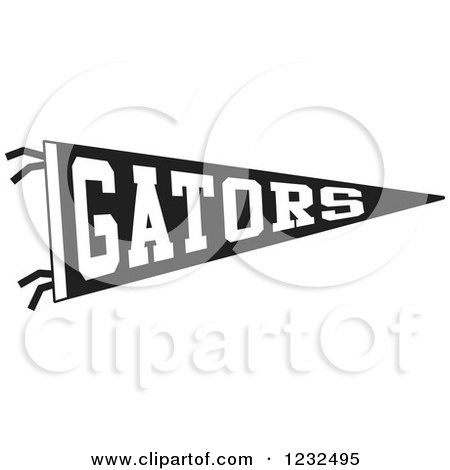Clipart of a Black and White GATORS Team Pennant Flag - Royalty Free Vector Illustration by Johnny Sajem