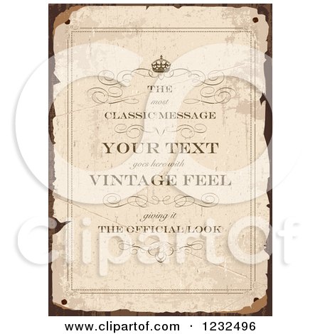 Clipart of a Worn Parchment Invitation with Sample Text - Royalty Free Vector Illustration by BestVector