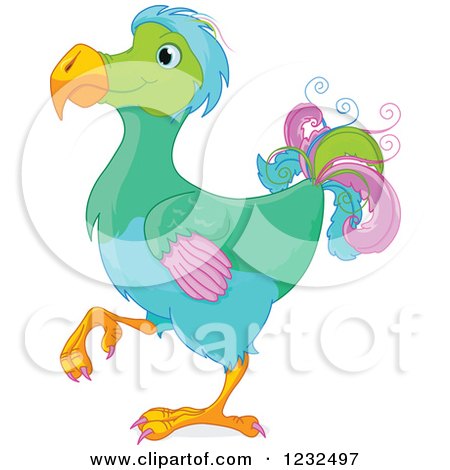 Clipart of a Colorful Dodo Bird in Profile - Royalty Free Vector Illustration by Pushkin