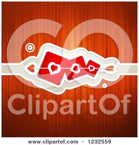 Clipart of a Red Valentine Background with Cupids Arrow Through Heart Cards - Royalty Free Vector Illustration by merlinul