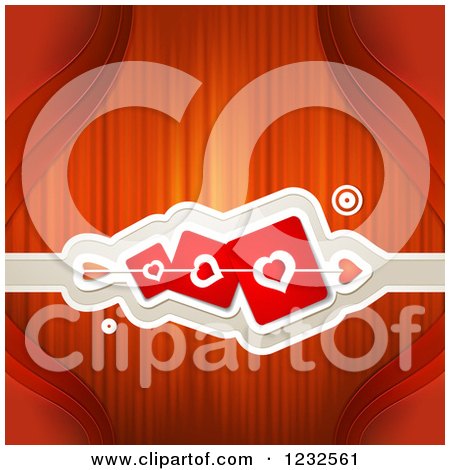 Clipart of a Red Valentine Background with Cupids Arrow Through Heart Cards 2 - Royalty Free Vector Illustration by merlinul