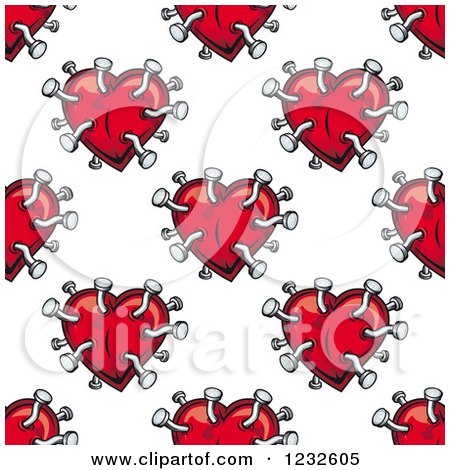 Clipart of a Seamless Background Pattern of Hearts with Nails 2 - Royalty Free Vector Illustration by Vector Tradition SM