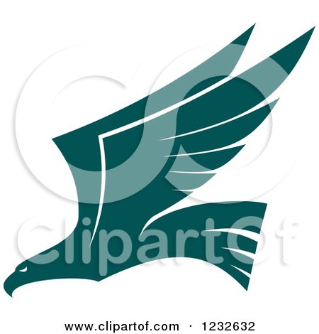 Clipart of a Flying Teal Eagle - Royalty Free Vector Illustration by Vector Tradition SM