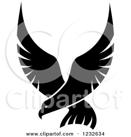 Clipart of a Flying Black Eagle - Royalty Free Vector Illustration by Vector Tradition SM