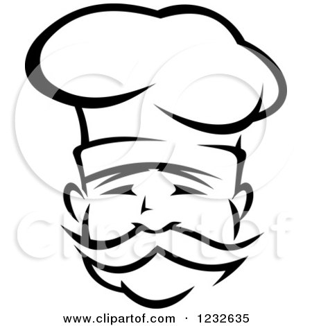 Clipart of a Happy Black and White Male Chef Wearing a Toque Hat 21 - Royalty Free Vector Illustration by Vector Tradition SM