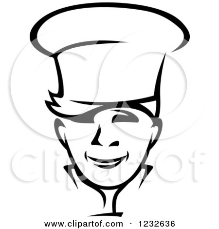Clipart of a Happy Black and White Male Chef Wearing a Toque Hat 19 - Royalty Free Vector Illustration by Vector Tradition SM