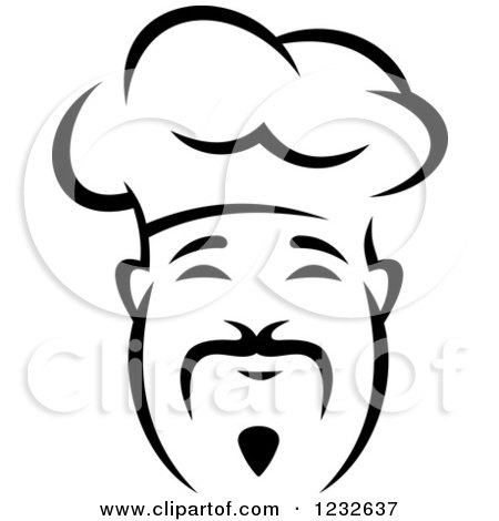 Clipart of a Happy Black and White Male Chef Wearing a Toque Hat 20 - Royalty Free Vector Illustration by Vector Tradition SM