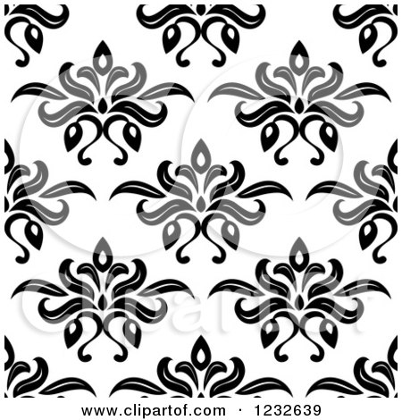 Clipart of a Seamless Black and White Damask Background Pattern 5 - Royalty Free Vector Illustration by Vector Tradition SM