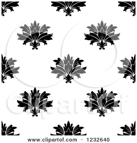Clipart of a Seamless Black and White Damask Background Pattern 3 - Royalty Free Vector Illustration by Vector Tradition SM