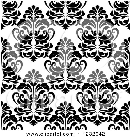 Clipart of a Seamless Black and White Damask Background Pattern 2 - Royalty Free Vector Illustration by Vector Tradition SM