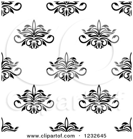 Clipart of a Seamless Black and White Damask Background Pattern 4 - Royalty Free Vector Illustration by Vector Tradition SM