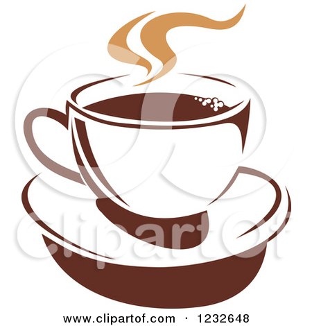 Clipart of a Tan and Brown Hot Steamy Coffee Cup 12 - Royalty Free Vector Illustration by Vector Tradition SM