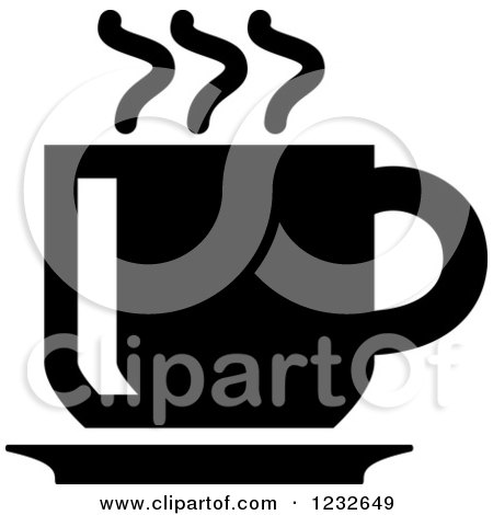 Clipart of a Black and White Coffee Business Icon - Royalty Free Vector Illustration by Vector Tradition SM