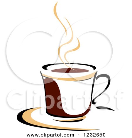 Clipart of a Tan and Brown Hot Steamy Coffee Cup 11 - Royalty Free Vector Illustration by Vector Tradition SM