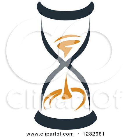 Clipart of an Orange and Black Hourglass 15 - Royalty Free Vector Illustration by Vector Tradition SM