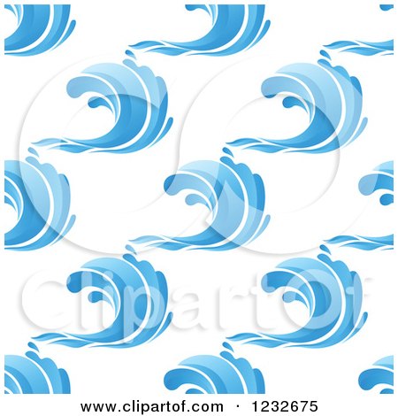 Clipart of a Seamless Background Pattern of Blue Ocean Surf Waves 2 - Royalty Free Vector Illustration by Vector Tradition SM