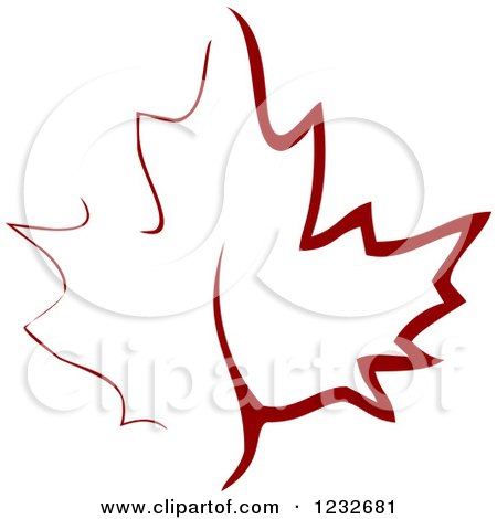 Clipart of a Sketched Brown Maple Leaf - Royalty Free Vector Illustration by Vector Tradition SM