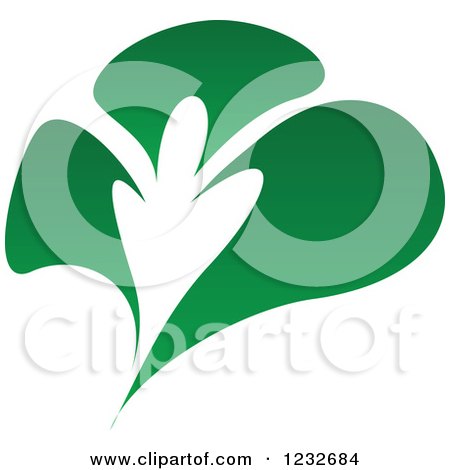Clipart of a Green Leaf and Reflection Logo 15 - Royalty Free Vector Illustration by Vector Tradition SM