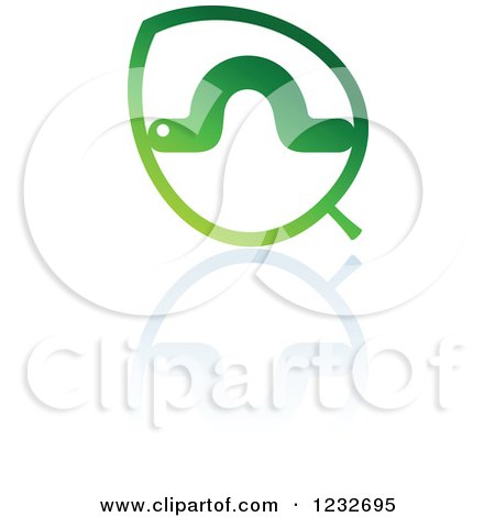 Clipart of a Green Leaf and Caterpillar Reflection Logo 2 - Royalty Free Vector Illustration by Vector Tradition SM