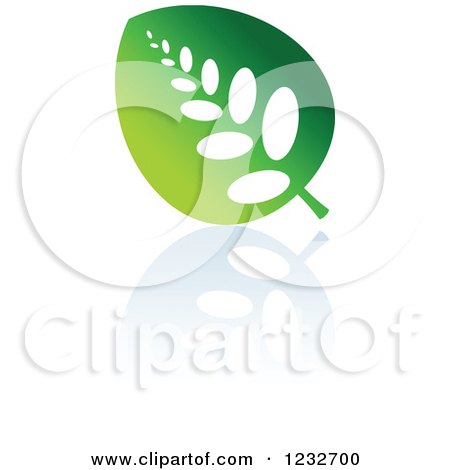 Clipart of a Green Leaf and Reflection Logo 3 - Royalty Free Vector Illustration by Vector Tradition SM