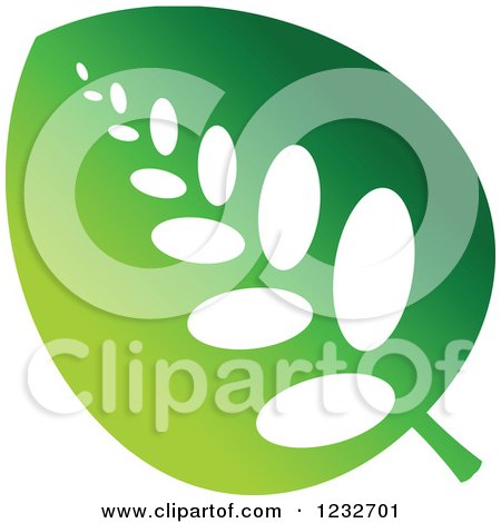 Clipart of a Green Leaf and Reflection Logo 3 - Royalty Free Vector Illustration by Vector Tradition SM