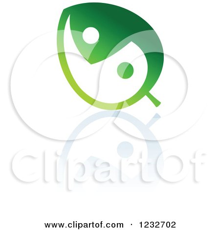 Clipart of a Green Leaf Yin Yang and Reflection Logo - Royalty Free Vector Illustration by Vector Tradition SM
