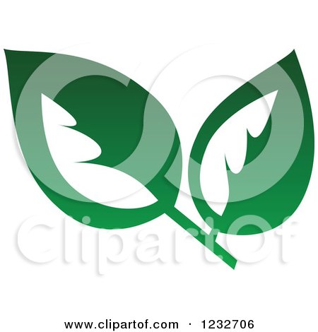 Clipart of a Green Leaf and Reflection Logo 5 - Royalty Free Vector Illustration by Vector Tradition SM