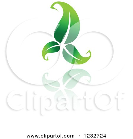 Clipart of a Green Leaf and Reflection Logo 8 - Royalty Free Vector Illustration by Vector Tradition SM
