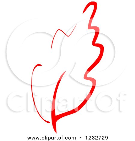 Clipart of a Red Sketched Leaf - Royalty Free Vector Illustration by Vector Tradition SM