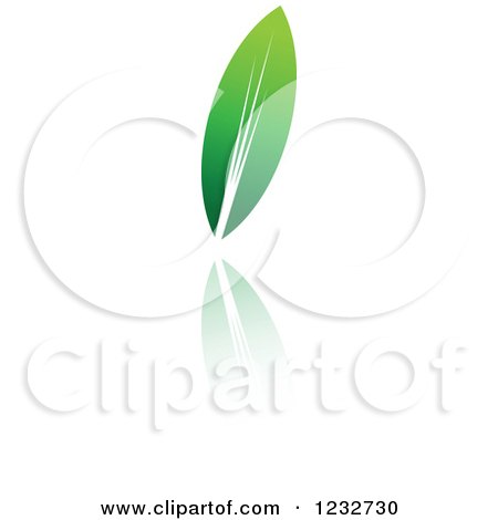 Clipart of a Green Leaf and Reflection Logo 4 - Royalty Free Vector Illustration by Vector Tradition SM