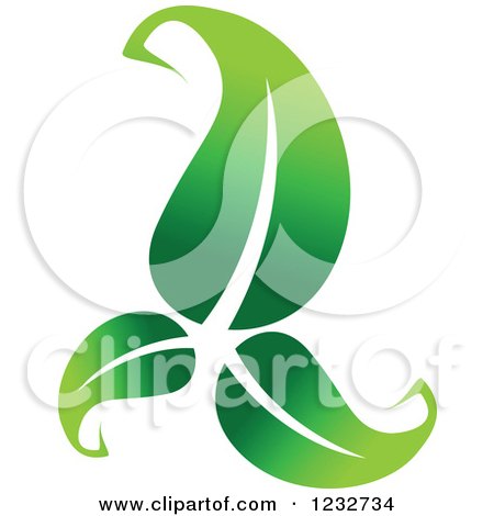 Clipart of a Green Leaf and Reflection Logo 26 - Royalty Free Vector Illustration by Vector Tradition SM