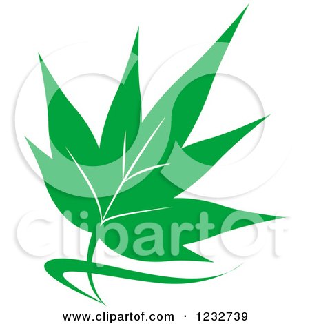 Clipart of a Green Leaf and Reflection Logo 39 - Royalty Free Vector Illustration by Vector Tradition SM