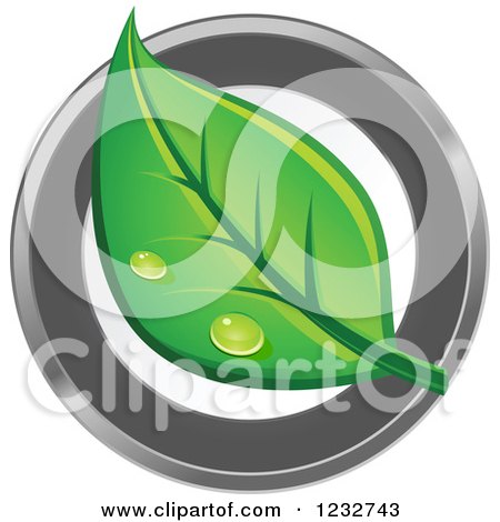 Clipart of a Dewy Green Leaf Logo - Royalty Free Vector Illustration by Vector Tradition SM
