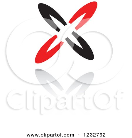 Clipart of a Red and Black Abstract Flower Logo and Reflection 3 - Royalty Free Vector Illustration by Vector Tradition SM
