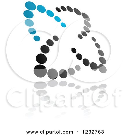 Clipart of a Blue and Black Windmill Logo and Reflection 6 - Royalty Free Vector Illustration by Vector Tradition SM