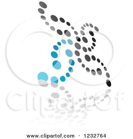 Clipart of a Blue and Black Windmill Logo and Reflection 7 - Royalty Free Vector Illustration by Vector Tradition SM