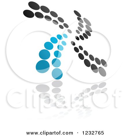 Clipart of a Blue and Black Windmill Logo and Reflection 8 - Royalty Free Vector Illustration by Vector Tradition SM