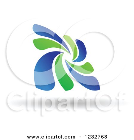Clipart of a Floating Blue and Green Spiraling Windmill - Royalty Free Vector Illustration by Vector Tradition SM
