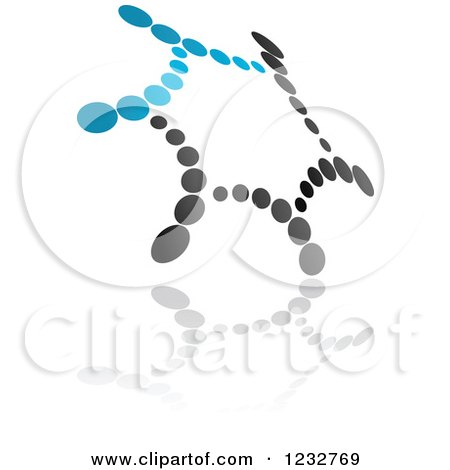 Clipart of a Blue and Black Windmill Logo and Reflection 5 - Royalty Free Vector Illustration by Vector Tradition SM