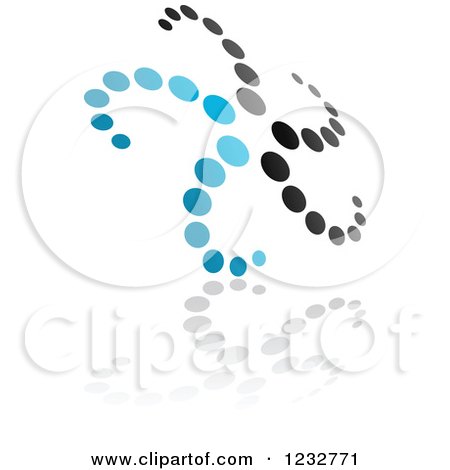Clipart of a Blue and Black Windmill Logo and Reflection 3 - Royalty Free Vector Illustration by Vector Tradition SM