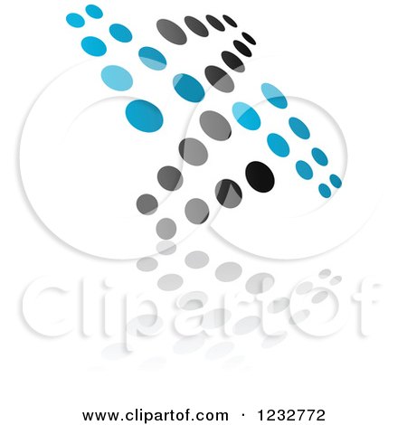 Clipart of a Blue and Black Windmill Logo and Reflection 2 - Royalty Free Vector Illustration by Vector Tradition SM