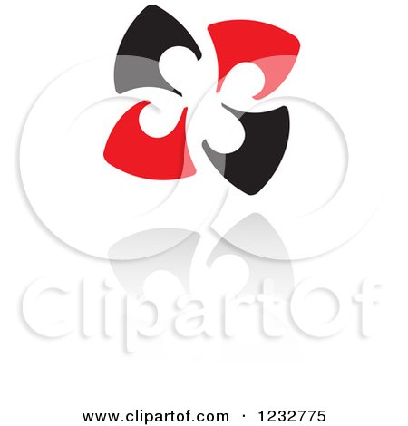 Clipart of a Red and Black Windmill Logo and Reflection 3 - Royalty Free Vector Illustration by Vector Tradition SM