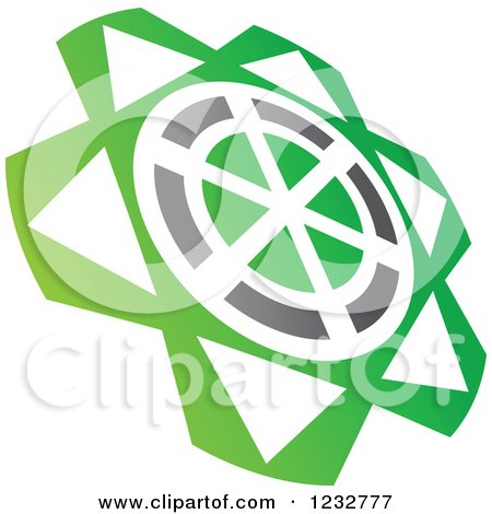 Clipart of a Green and Gray Windmill Logo - Royalty Free Vector Illustration by Vector Tradition SM