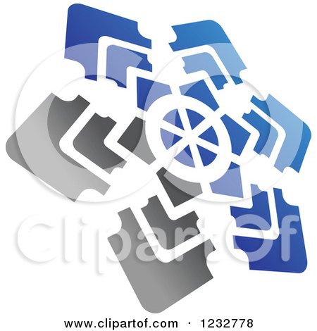 Clipart of a Blue and Gray Windmill Logo - Royalty Free Vector Illustration by Vector Tradition SM